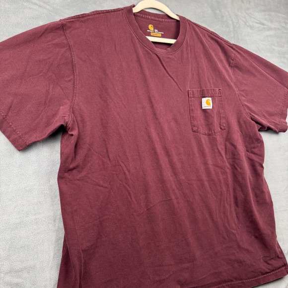 Carhartt K87 PRT Burgundy Short Sleeve Workwear Pocket T Shirt Mens 2XL - Picture 2 of 8